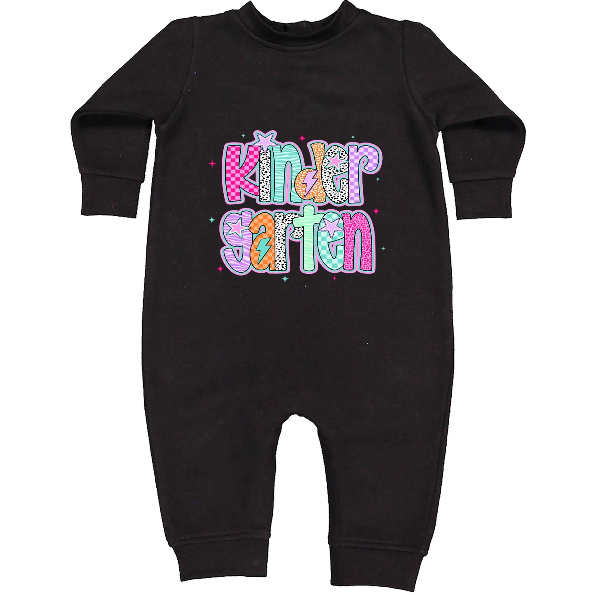Kindergarten Cutie Colorful Back to School Toddler Hoodie Or Infant Fleece Romper Black