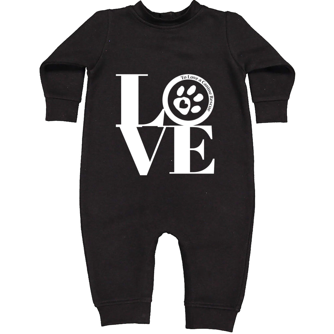 TLC LOVE Dog Rescue Toddler Hoodie Or Infant Fleece Romper Black