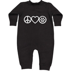 Peace, Love and TLC Dog Rescue Toddler Hoodie Or Infant Fleece Romper Black