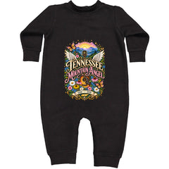 Tennessee Mountain Angel Wings Dolly Toddler Hoodie Or Infant Fleece Romper Black