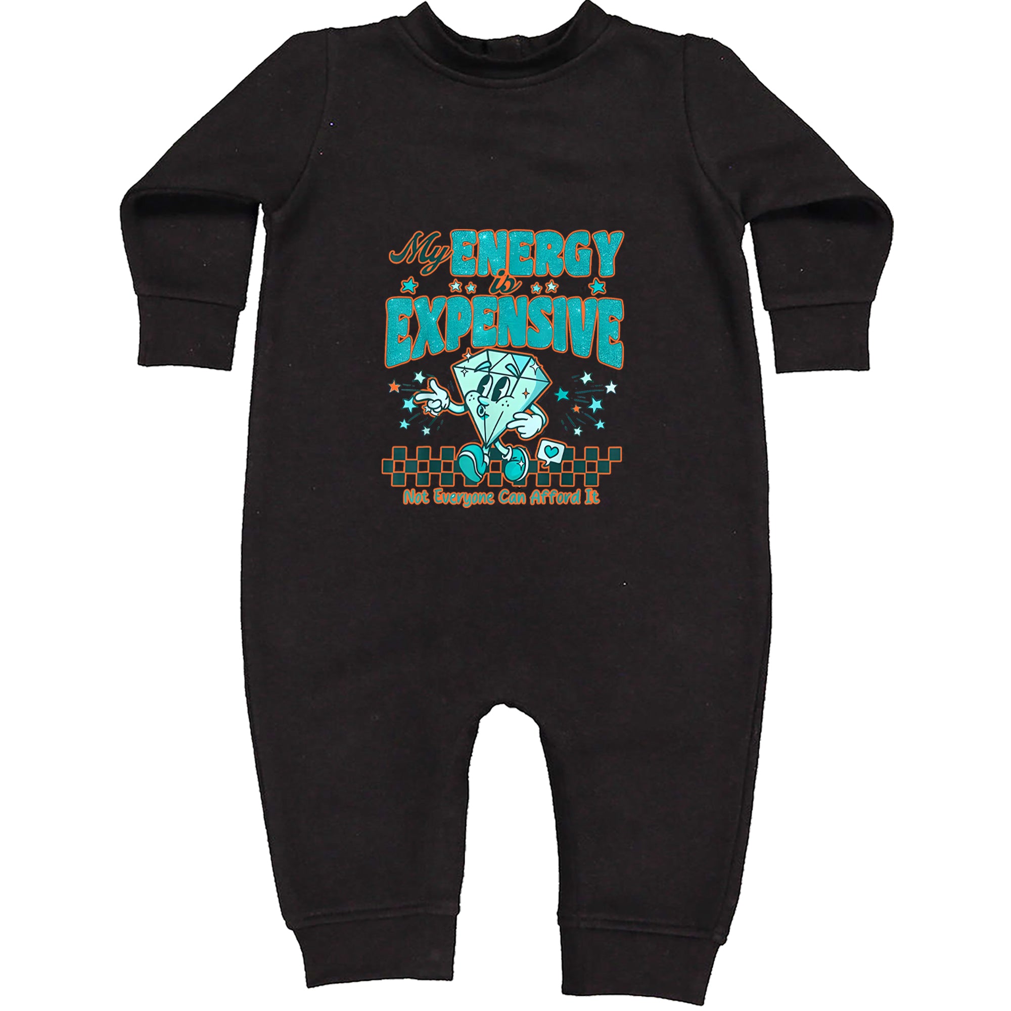Diamond My Energy Is Expensive Toddler Hoodie Or Infant Fleece Romper Black