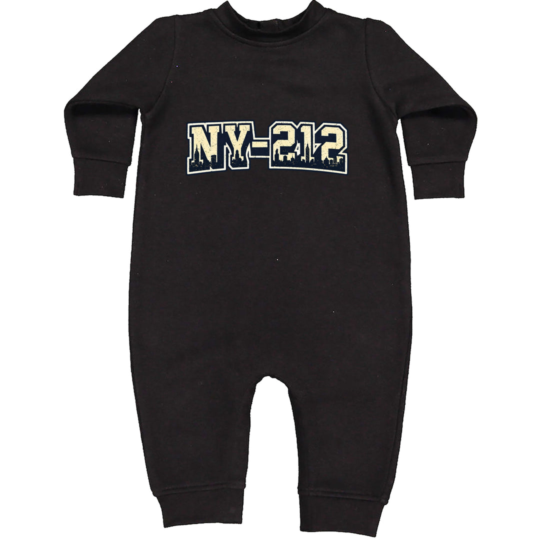 New York City 212 Area Code Skyline  Toddler Hoodie Or Infant Fleece Romper Black