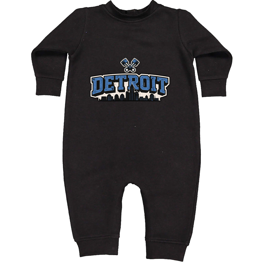 Detroit Motor City Retro Piston Toddler Hoodie Or Infant Fleece Romper Black