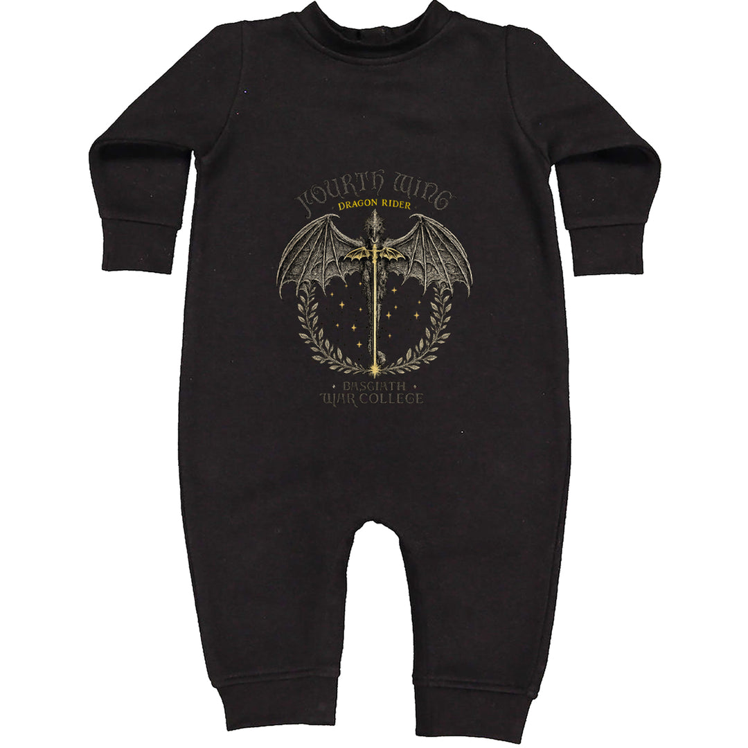 Fourth Wing Dragon Rider Vintage Basgiath War College Toddler Hoodie Or Infant Fleece Romper Black