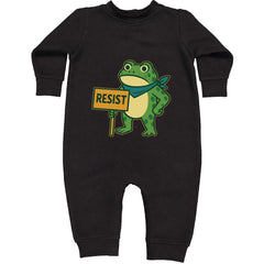 Sign Resist Meme Frog Protest Toddler Hoodie Or Infant Fleece Romper Black