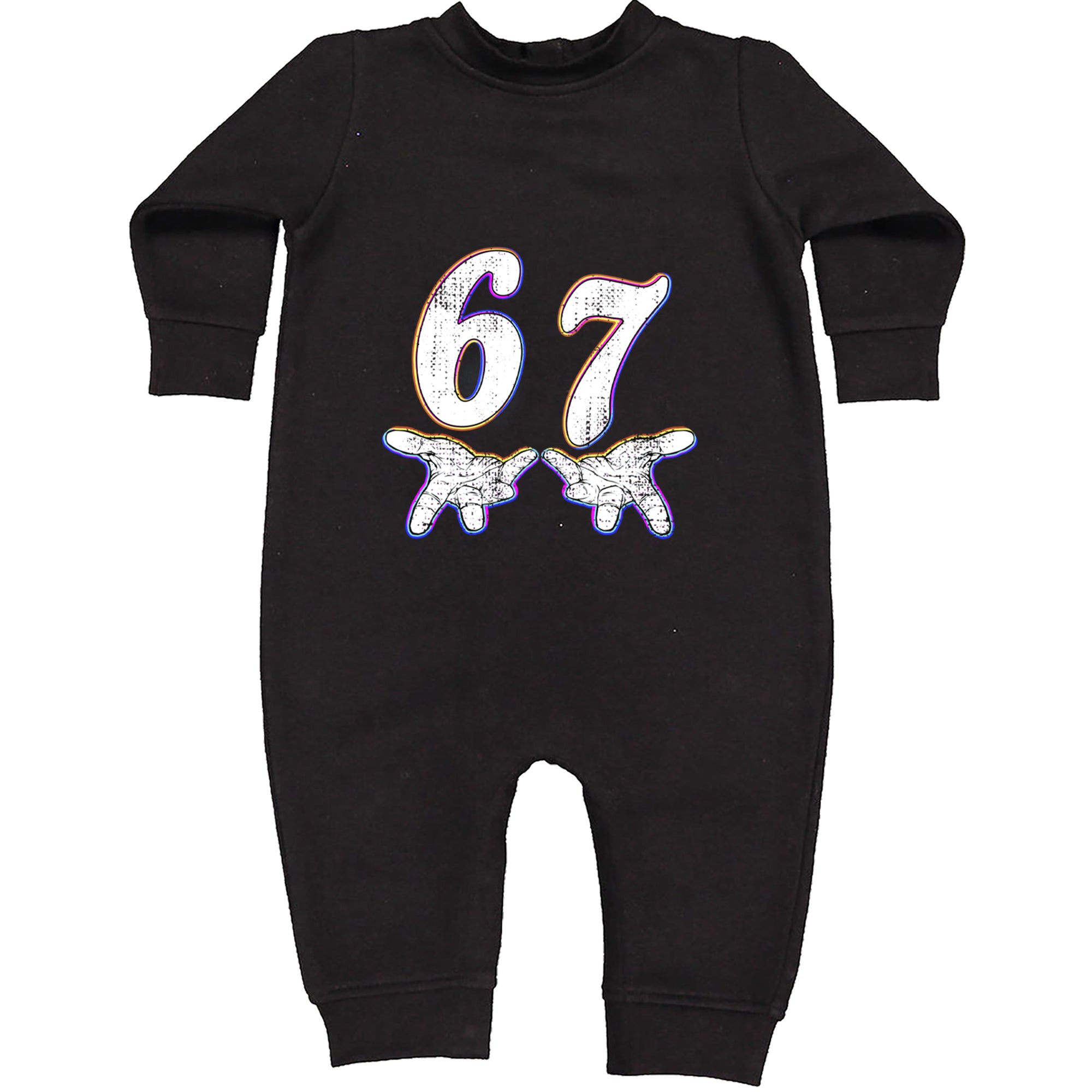 67 Hands Meme Viral Drill Toddler Hoodie Or Infant Fleece Romper Black