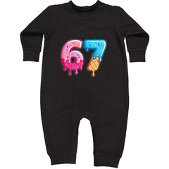 67 Dripping Ice Cream Donut Melt Toddler Hoodie Or Infant Fleece Romper Black