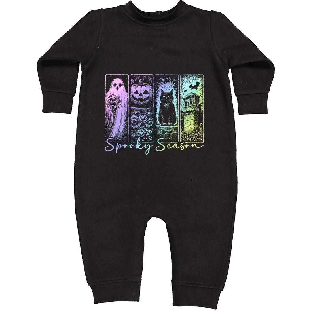Spooky Season Cute Pastel Halloween Design Toddler Hoodie Or Infant Fleece Romper Black