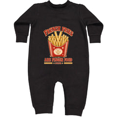 French Fries Are Finger Food IYKYK Toddler Hoodie Or Infant Fleece Romper Black