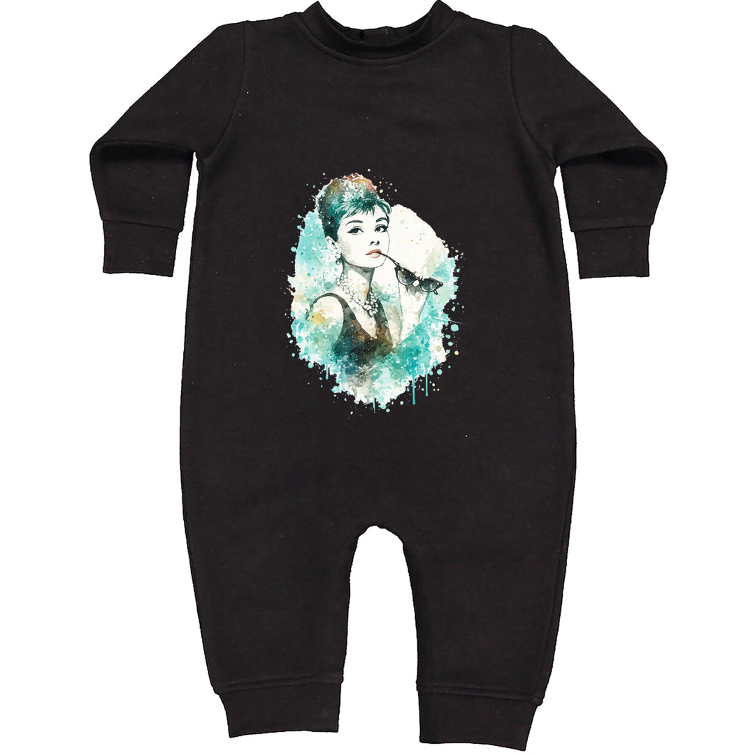 Mrs. Herpburn Iconic Watercolors Toddler Hoodie Or Infant Fleece Romper Black