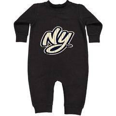 NYC New York City Grunge Street Toddler Hoodie Or Infant Fleece Romper Black