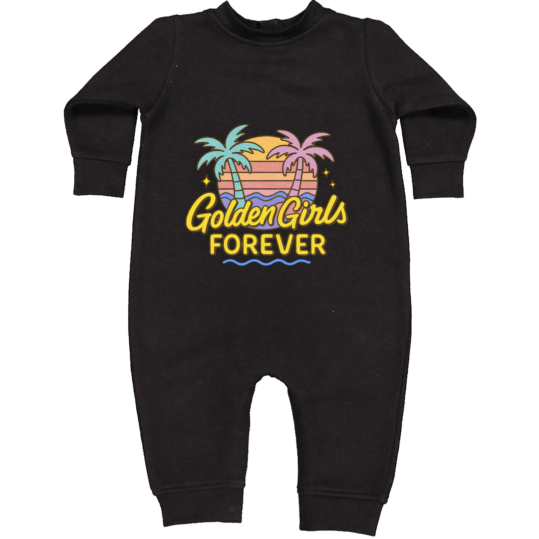 Golden Girls Forever Retro Sunset Toddler Hoodie Or Infant Fleece Romper Black
