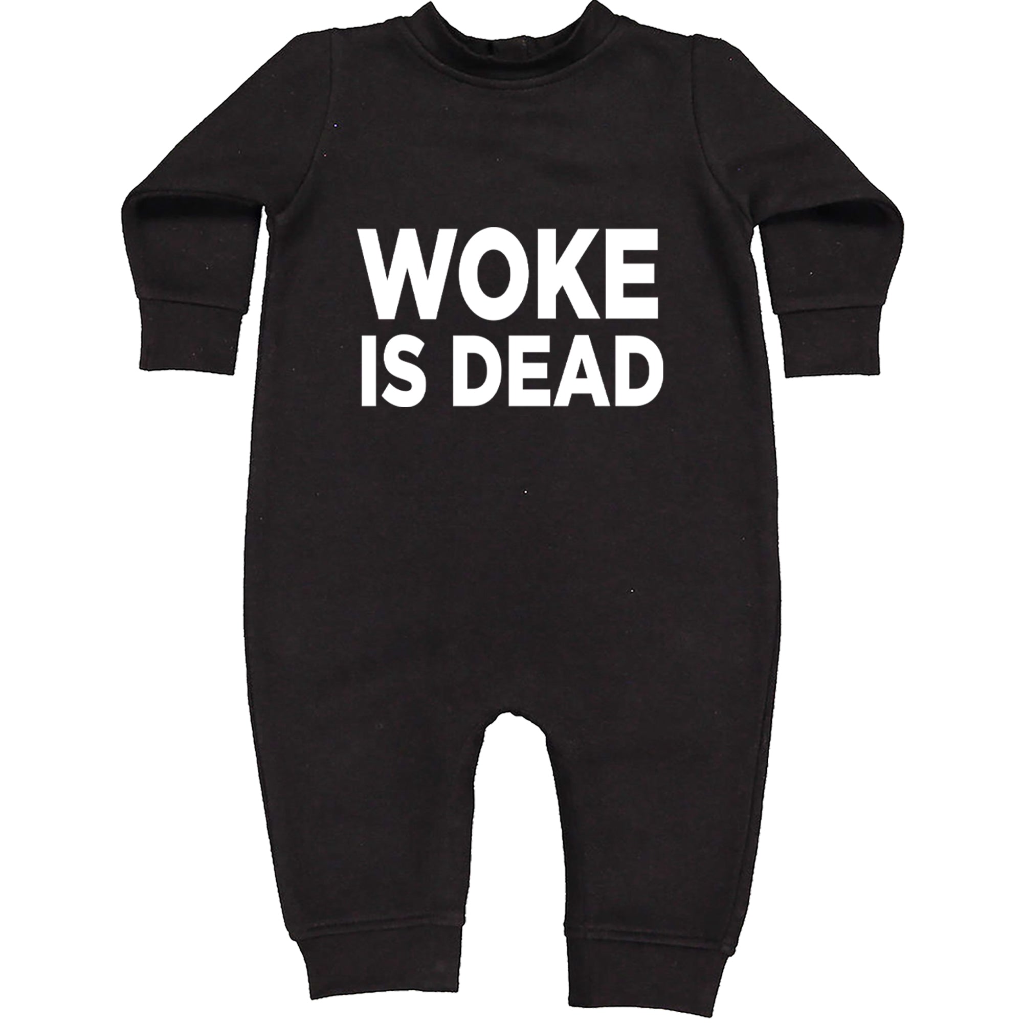 Woke Is Dead Satire Toddler Hoodie Or Infant Fleece Romper Black