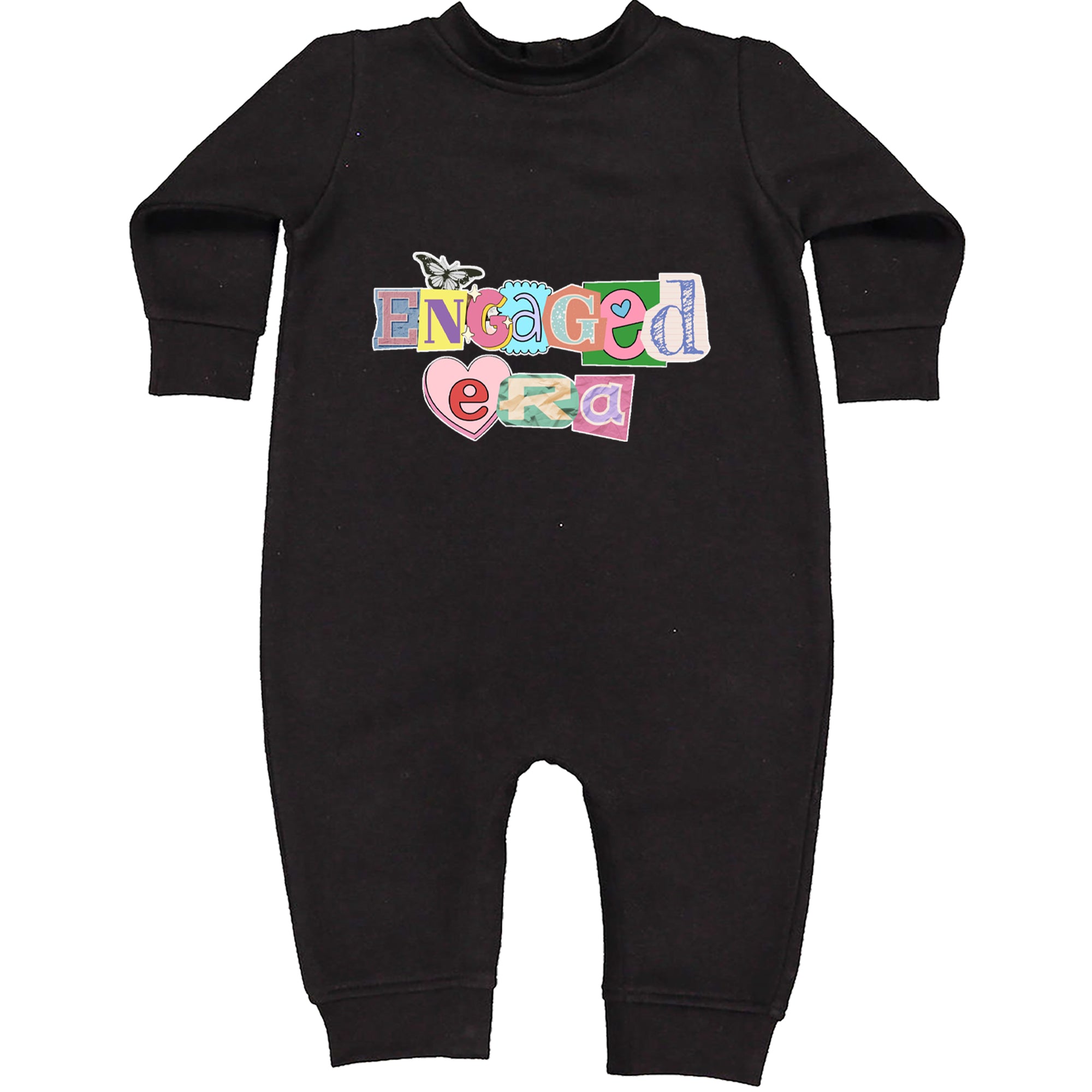 Engaged Era Aesthetic Retro Collage Design Toddler Hoodie Or Infant Fleece Romper Black