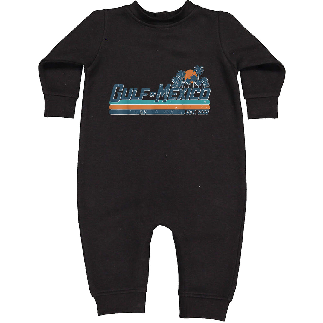 Gulf Of Mexico Established Year 1550 Toddler Hoodie Or Infant Fleece Romper Black