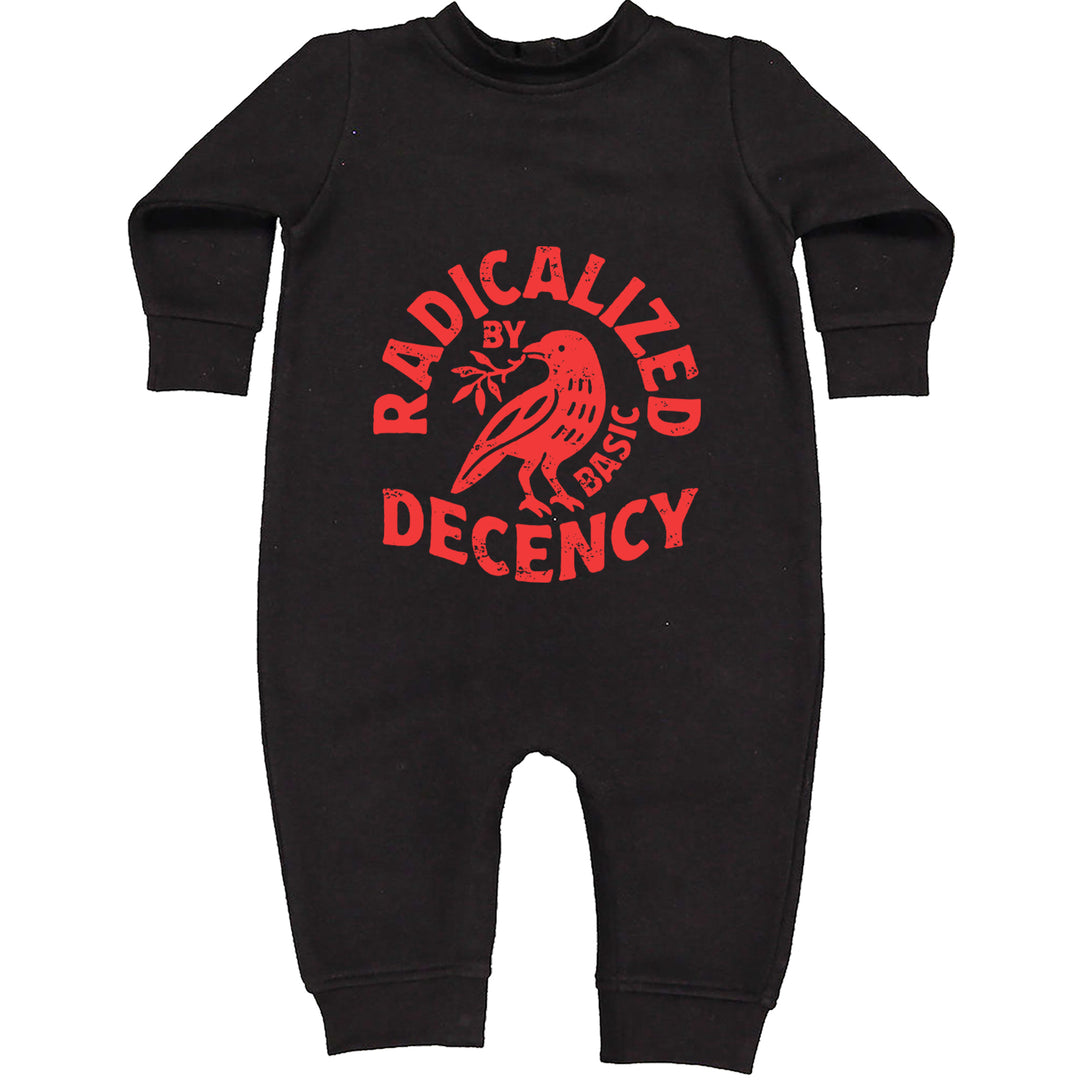 Radicalized by Basic Decency Dove Protest Statement Toddler Hoodie Or Infant Fleece Romper Black