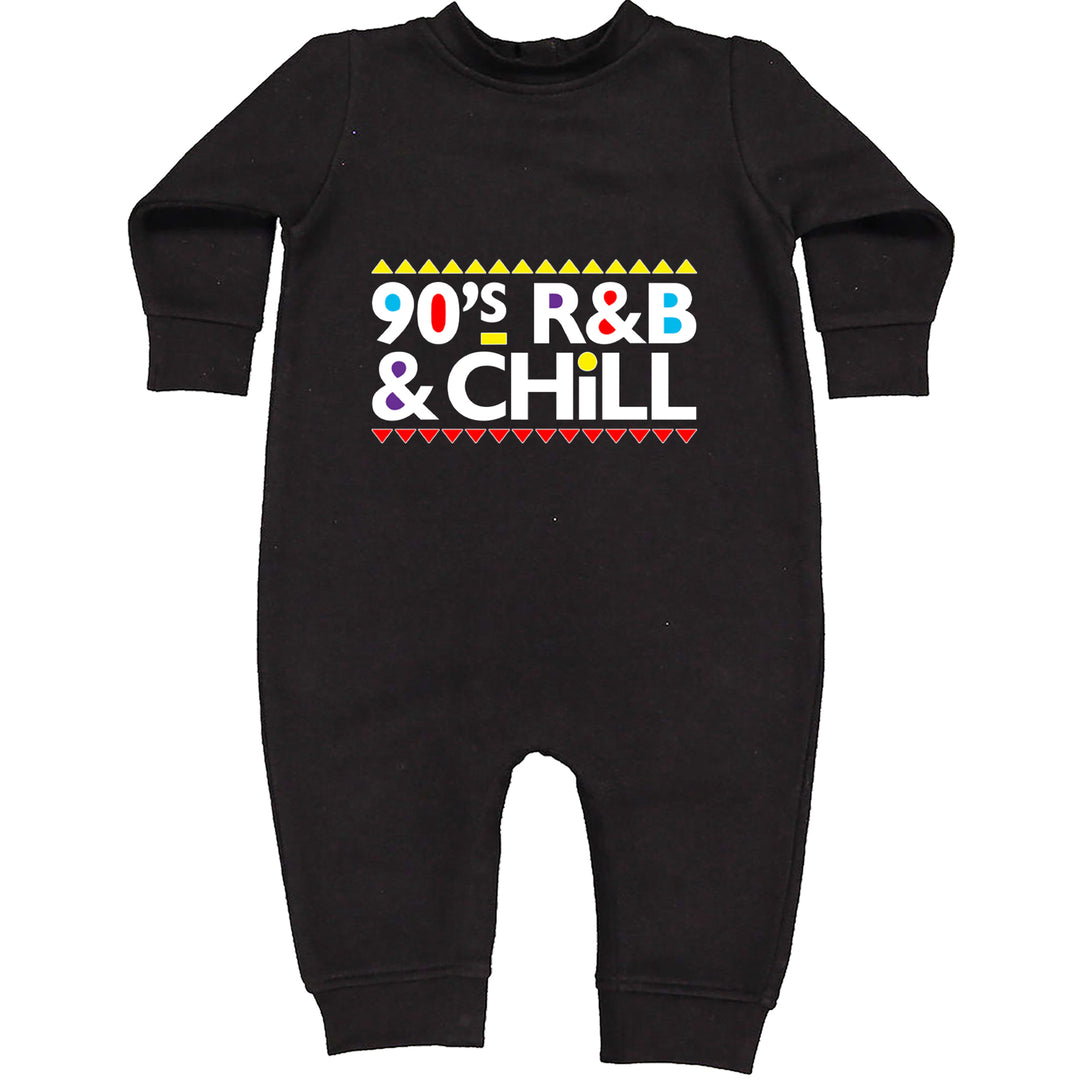 90s R&B and Chill Retro Throwback Toddler Hoodie Or Infant Fleece Romper Black
