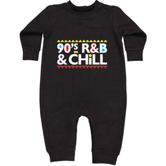 90s R&B and Chill Retro Throwback Toddler Hoodie Or Infant Fleece Romper Black