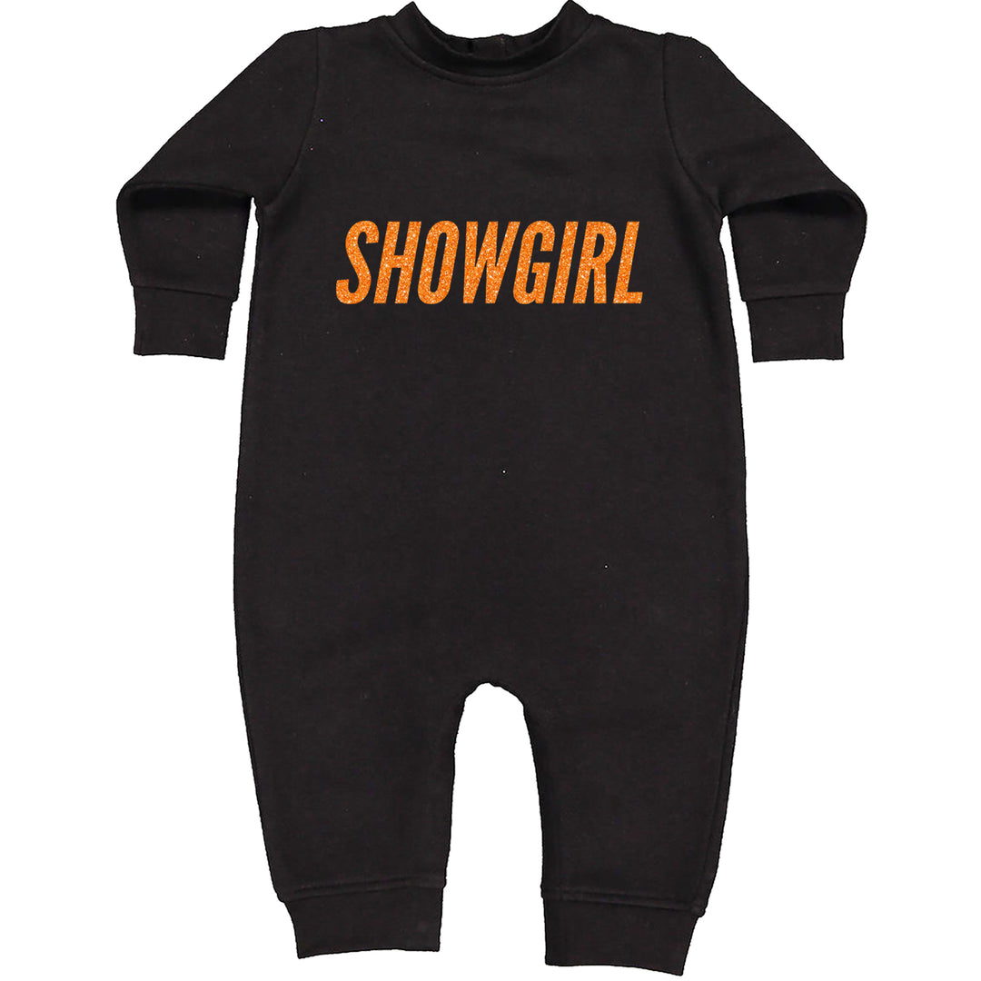 Showgirl Orange Glitter Toddler Hoodie Or Infant Fleece Romper Black