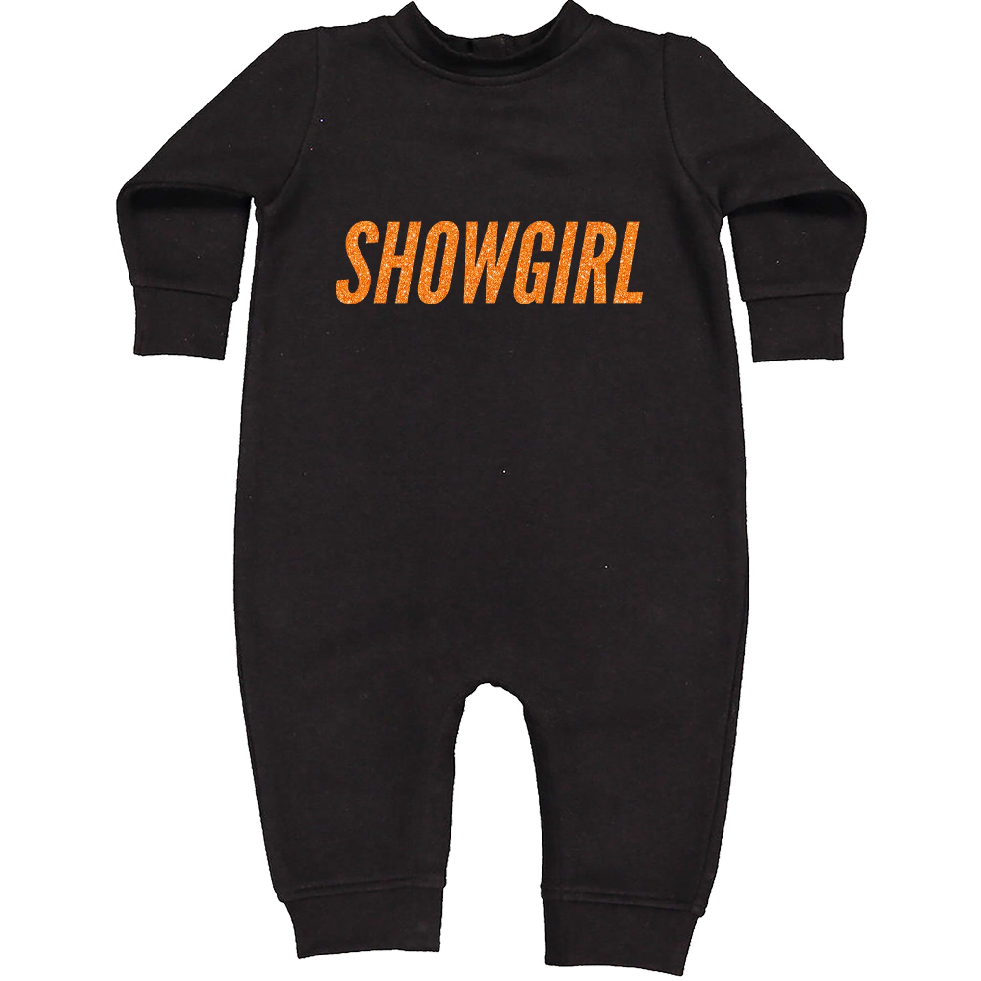 Showgirl Orange Glitter Toddler Hoodie Or Infant Fleece Romper Black
