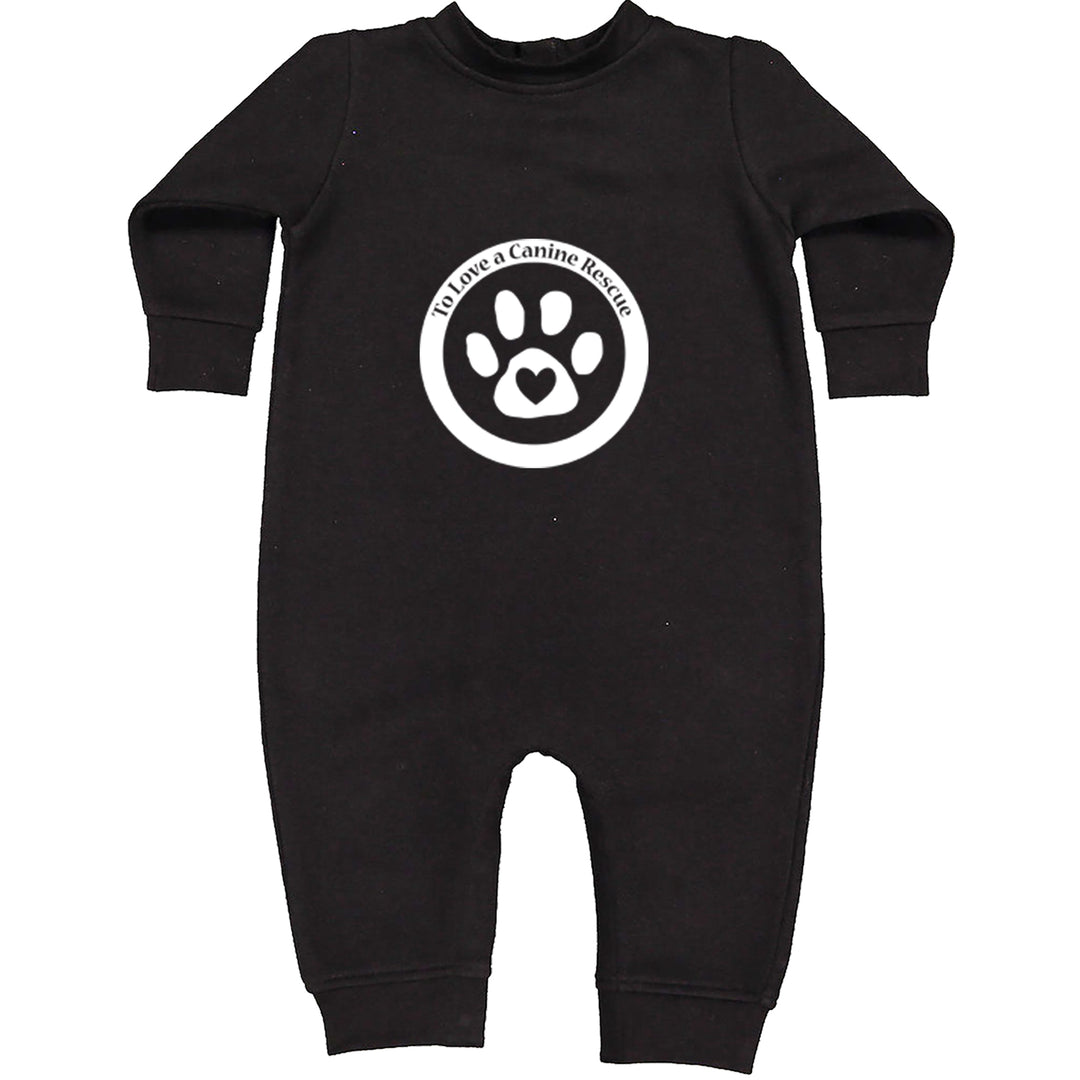 TLC To Love a Canine Dog Rescue White Toddler Hoodie Or Infant Fleece Romper Black