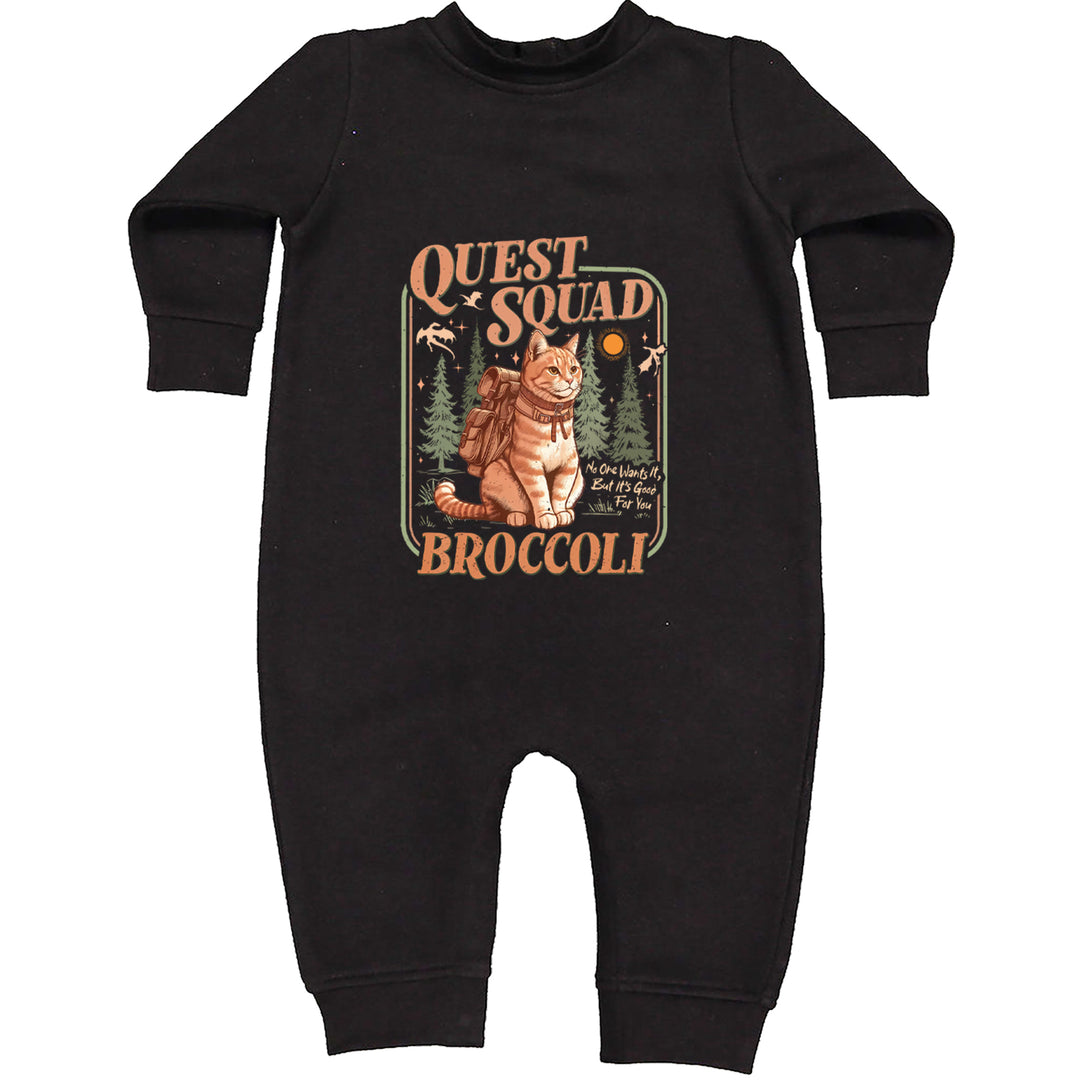 Quest Squad Broccoli Cat Fantasy Reader  Toddler Hoodie Or Infant Fleece Romper Black