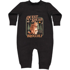 Quest Squad Broccoli Cat Fantasy Reader  Toddler Hoodie Or Infant Fleece Romper Black