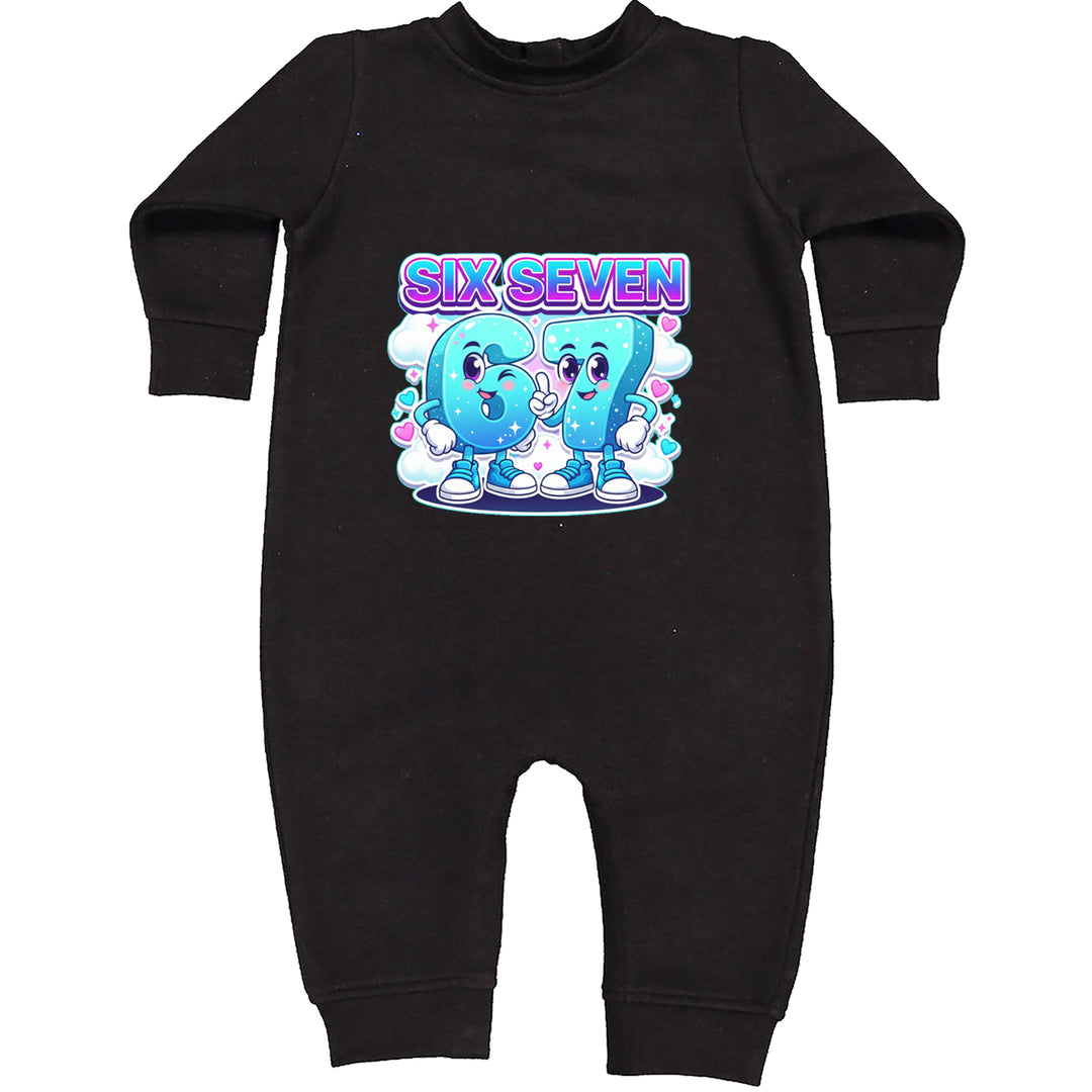 67 Six Seven Meme Kawaii Cloud Toddler Hoodie Or Infant Fleece Romper Black