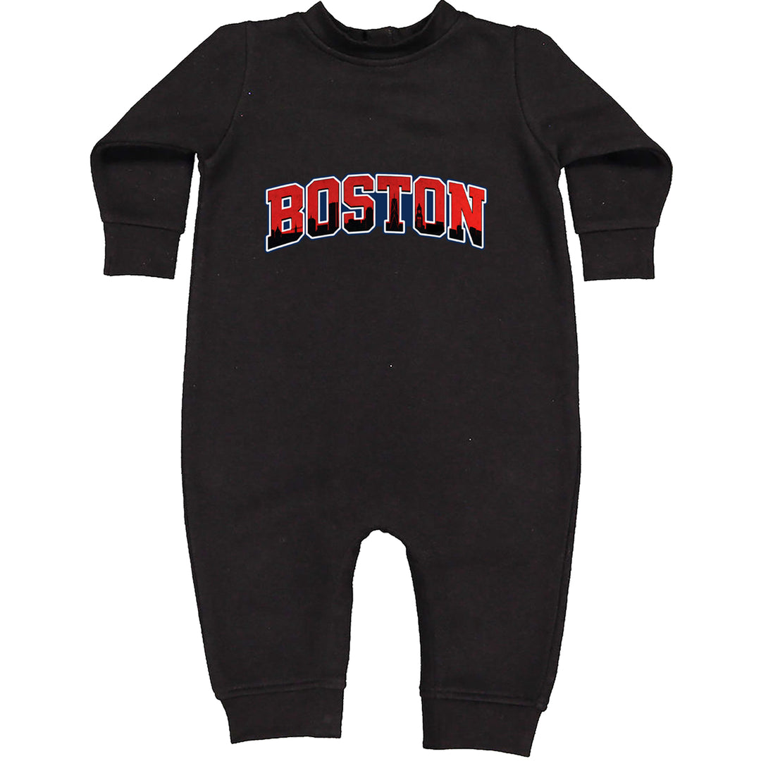 Boston City Pride Skyline Toddler Hoodie Or Infant Fleece Romper Black