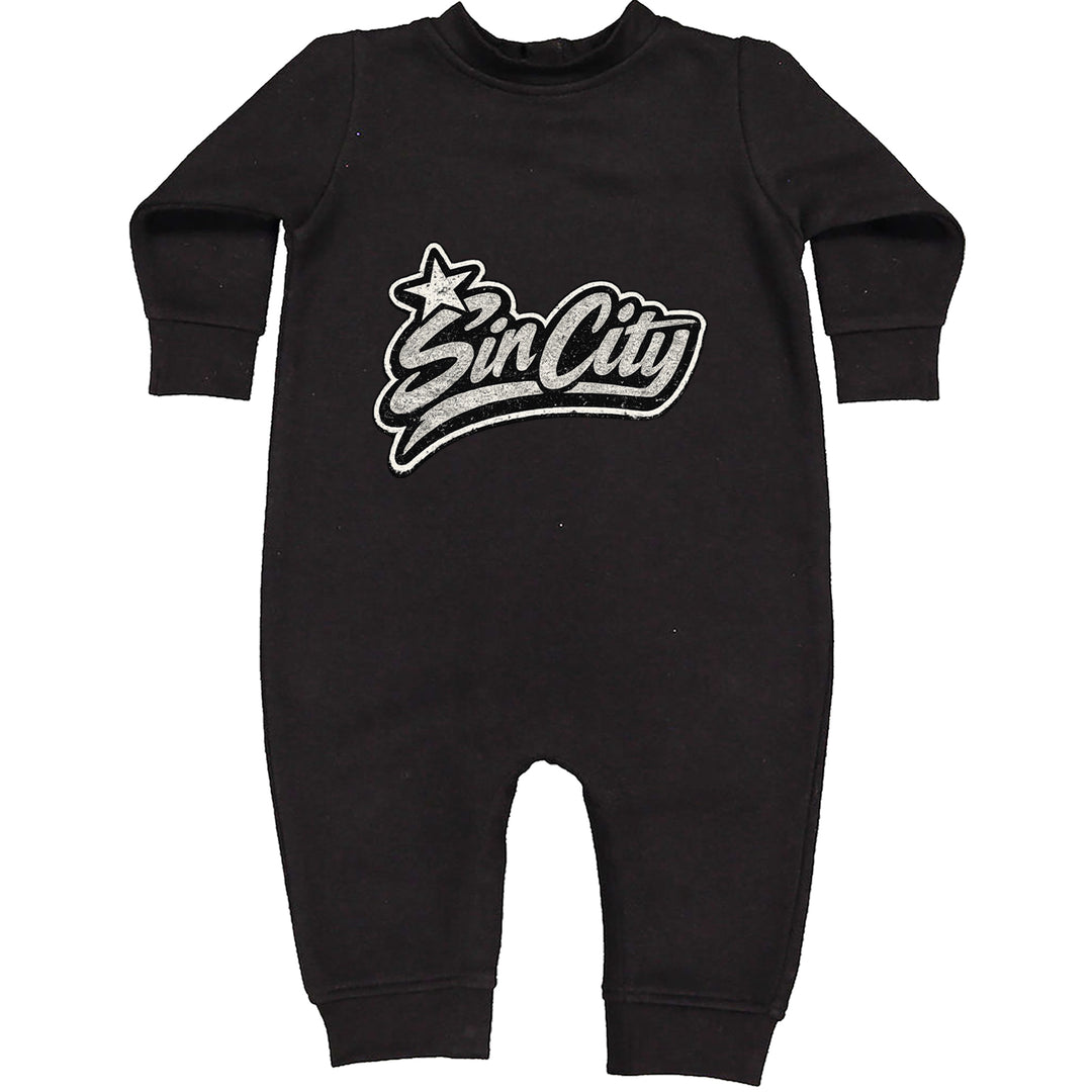 Sin City Vegas Retro Vintage Toddler Hoodie Or Infant Fleece Romper Black