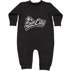 Sin City Vegas Retro Vintage Toddler Hoodie Or Infant Fleece Romper Black