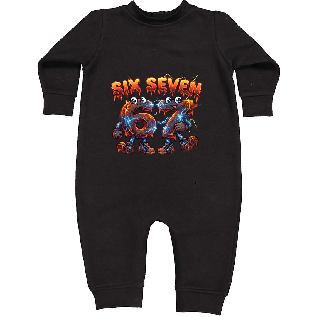 67 Lava Lightning Six Seven Meme Toddler Hoodie Or Infant Fleece Romper Black
