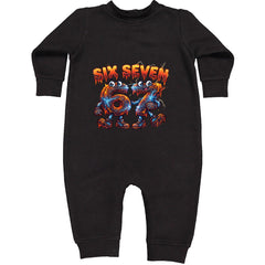 67 Lava Lightning Six Seven Meme Toddler Hoodie Or Infant Fleece Romper Black