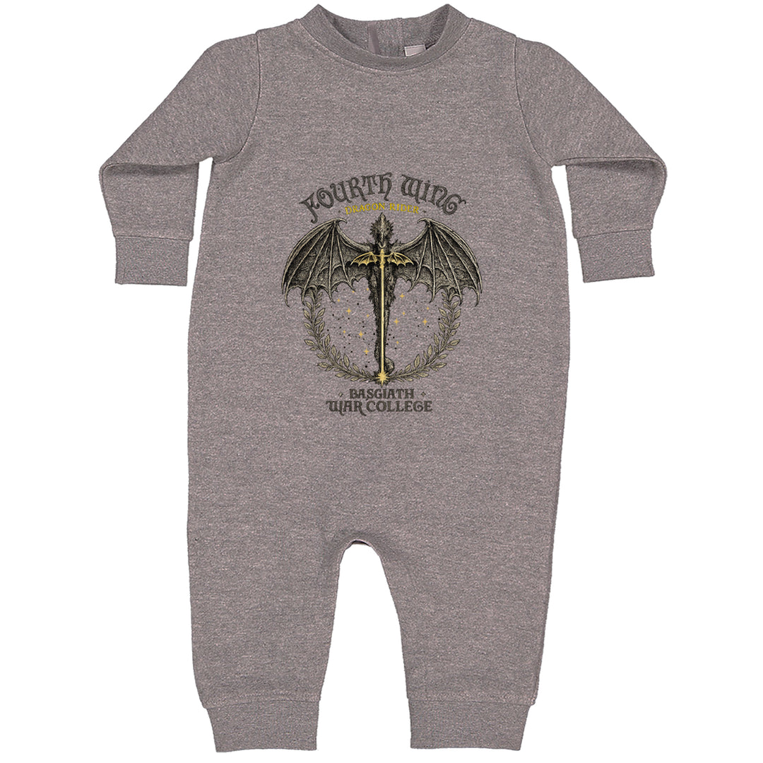 Fourth Wing Dragon Rider Vintage Basgiath War College Toddler Hoodie Or Infant Fleece Romper Heather Grey