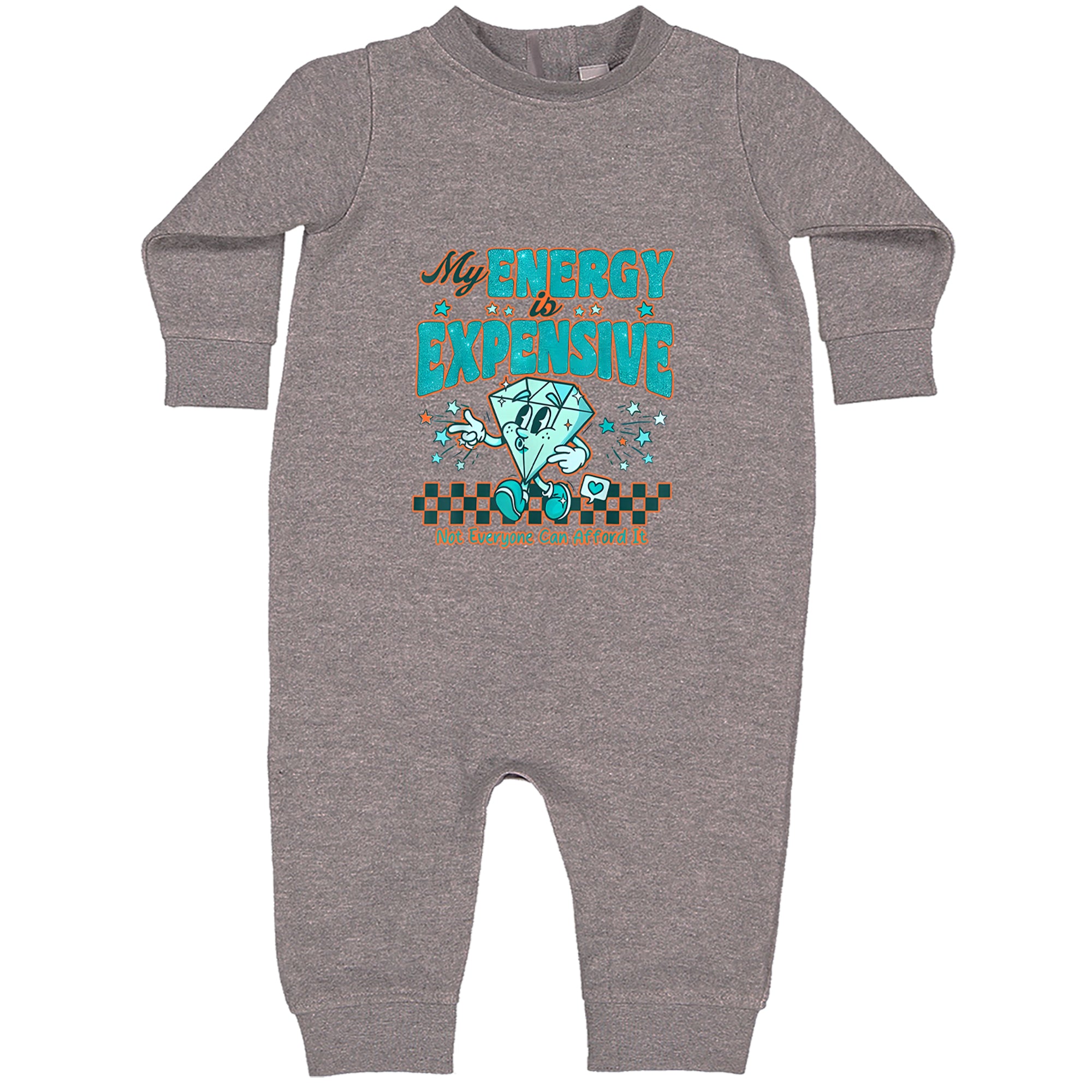 Diamond My Energy Is Expensive Toddler Hoodie Or Infant Fleece Romper Heather Grey
