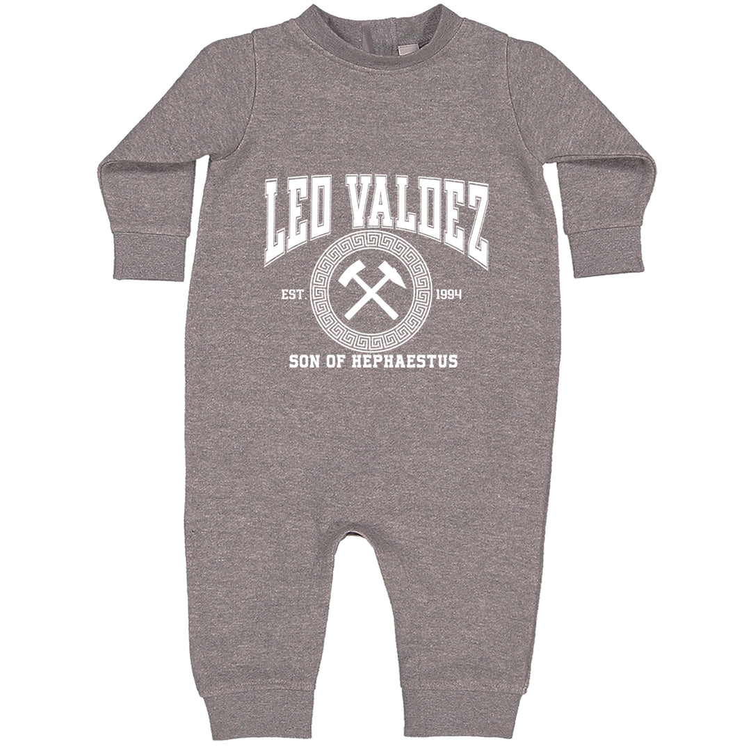 Leo Valdez Son of Hephaestus Forge Master Toddler Hoodie Or Infant Fleece Romper Heather Grey