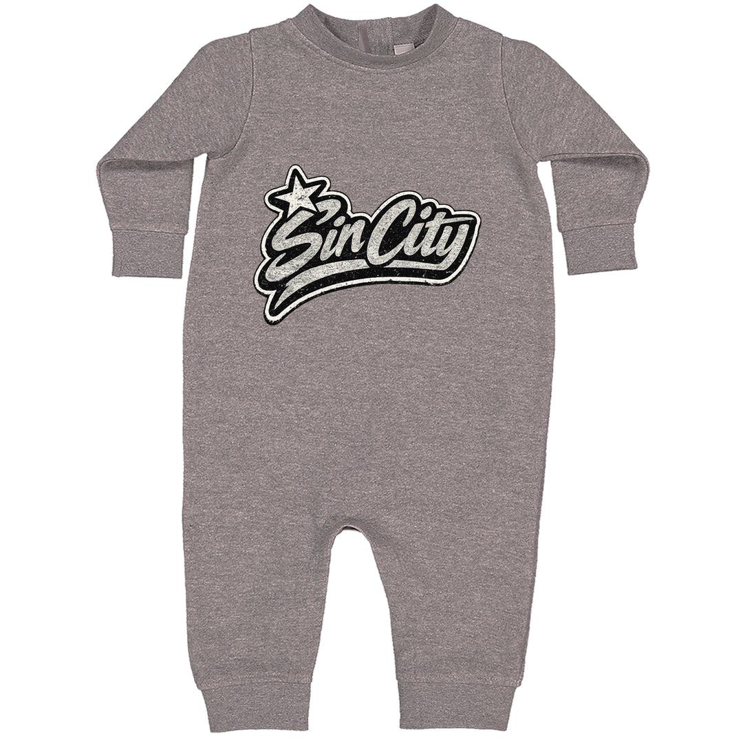 Sin City Vegas Retro Vintage Toddler Hoodie Or Infant Fleece Romper Heather Grey