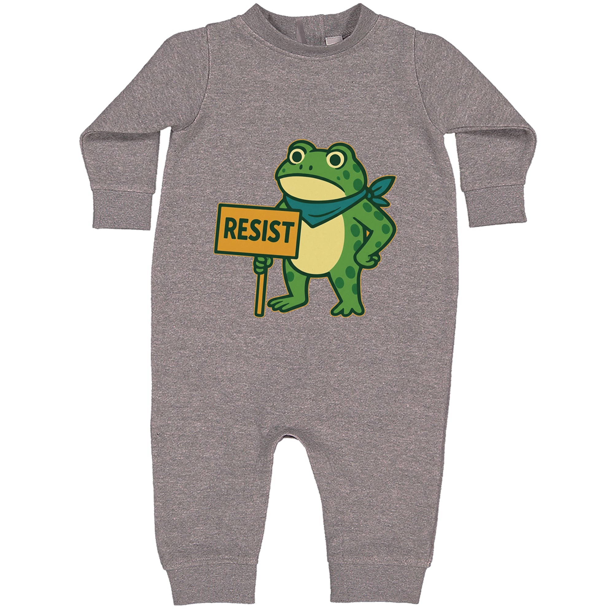 Sign Resist Meme Frog Protest Toddler Hoodie Or Infant Fleece Romper Heather Grey