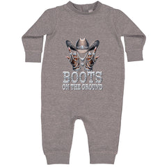 Boots On The Ground Bling Toddler Hoodie Or Infant Fleece Romper Heather Grey