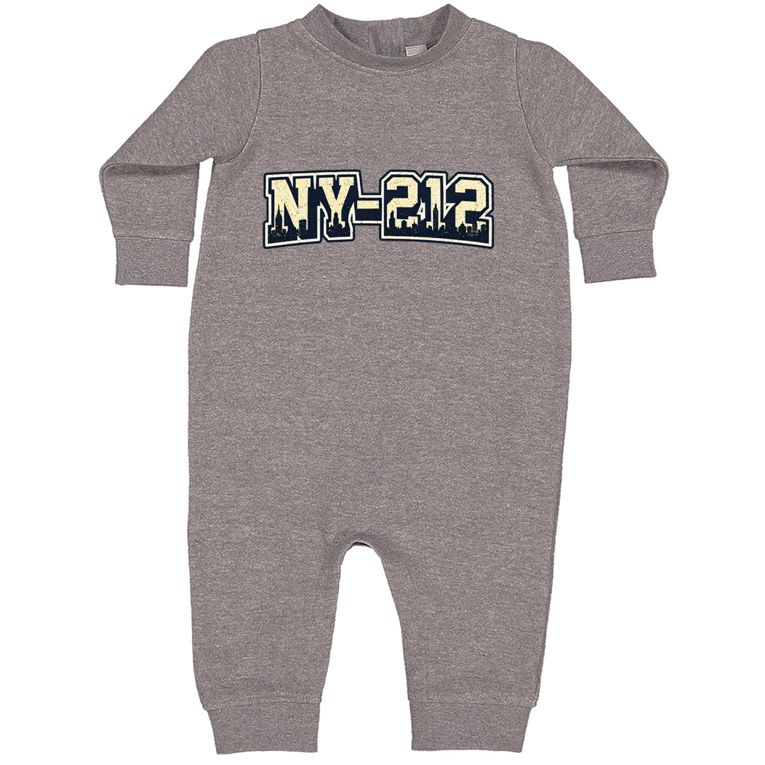 New York City 212 Area Code Skyline  Toddler Hoodie Or Infant Fleece Romper Heather Grey