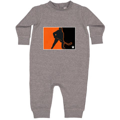 Hockey Enforcer Retro Vintage Toddler Hoodie Or Infant Fleece Romper Heather Grey