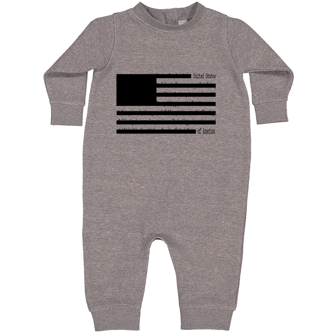 Redacted American Flag Toddler Hoodie Or Infant Fleece Romper Heather Grey