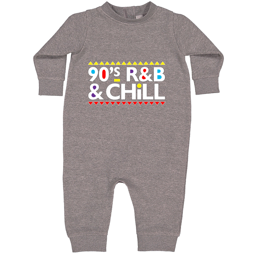 90s R&B and Chill Retro Throwback Toddler Hoodie Or Infant Fleece Romper Heather Grey