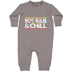 90s R&B and Chill Retro Throwback Toddler Hoodie Or Infant Fleece Romper Heather Grey