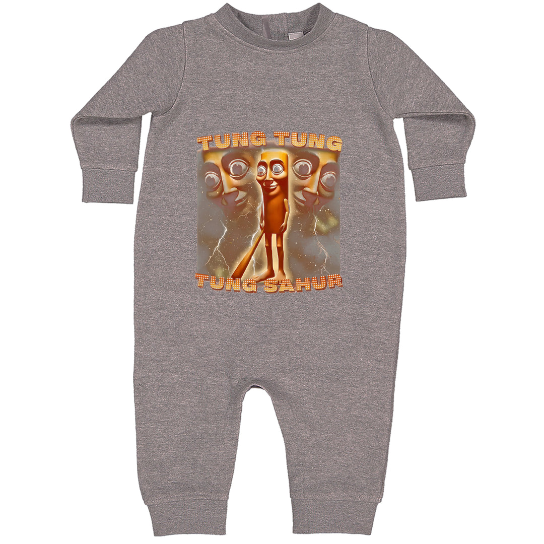 Tung Tung Tung Sahur Enforcer Toddler Hoodie Or Infant Fleece Romper Heather Grey