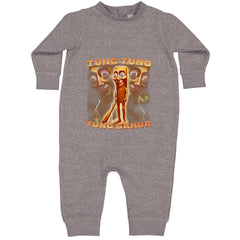 Tung Tung Tung Sahur Enforcer Toddler Hoodie Or Infant Fleece Romper Heather Grey