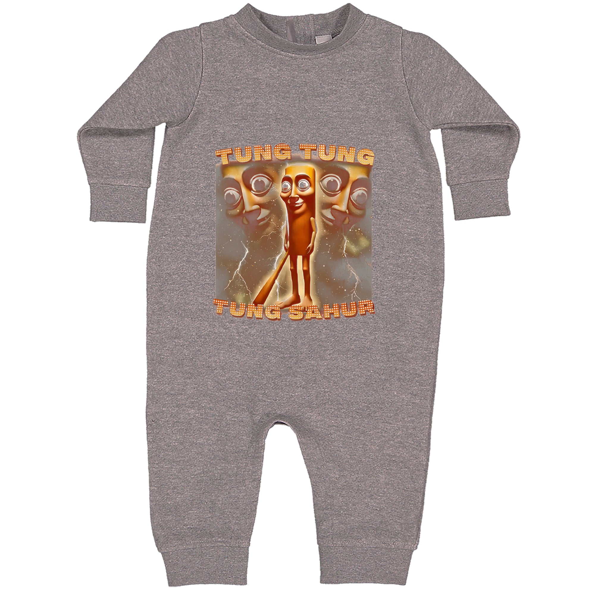 Tung Tung Tung Sahur Enforcer Toddler Hoodie Or Infant Fleece Romper Heather Grey