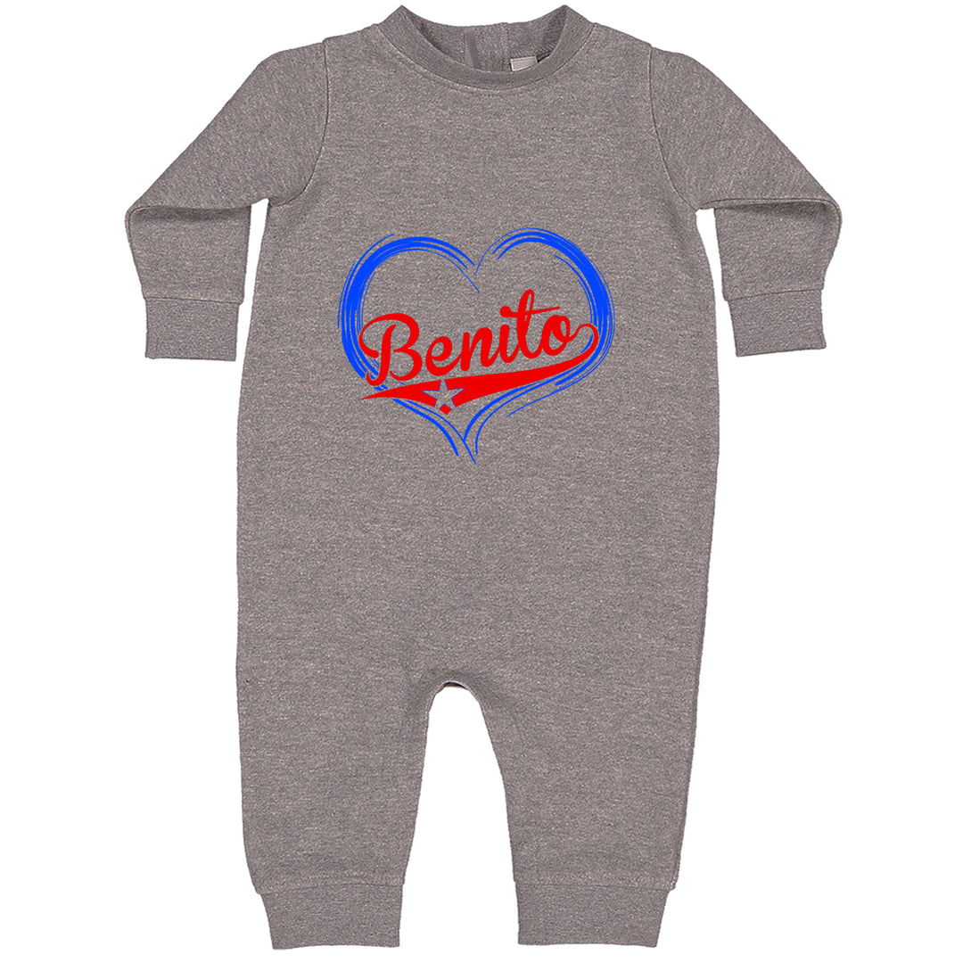 Benito Heart Puerto Rico Toddler Hoodie Or Infant Fleece Romper Heather Grey