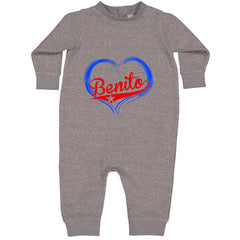 Benito Heart Puerto Rico Toddler Hoodie Or Infant Fleece Romper Heather Grey