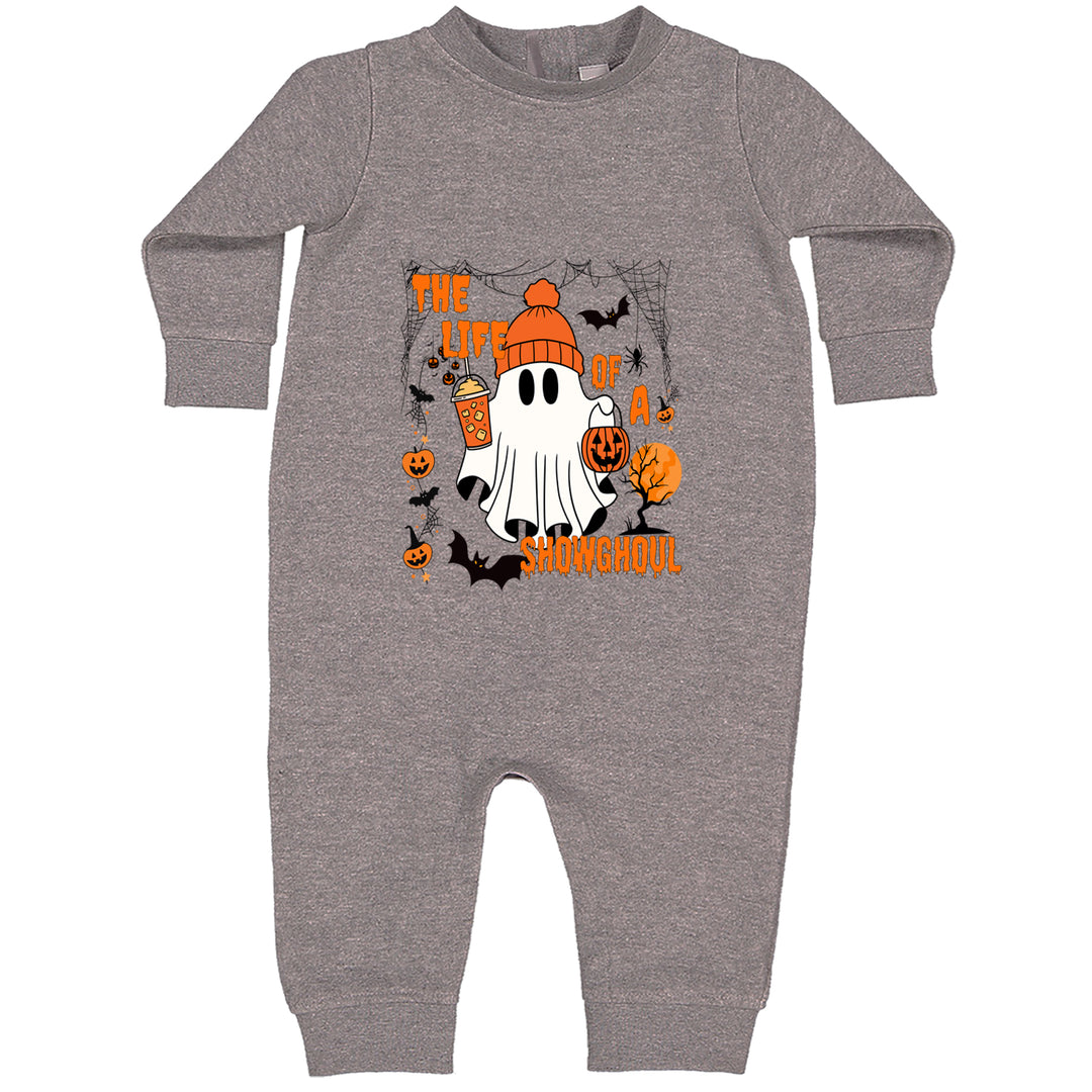 Life of a Showghoul Halloween Showgirl Vibes Toddler Hoodie Or Infant Fleece Romper Heather Grey
